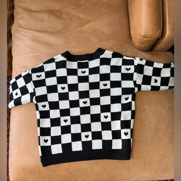 Kuromi Check Pattern Cardigan Women's L Black White Embroidered Anime Boxy Fit - Picture 5 of 5